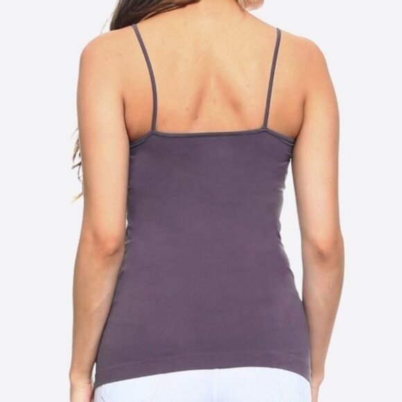 Bodycon Solid Shark Gray Triple Criss Cross Camisole Undershirt Tank Top Shirt - Picture 2 of 3